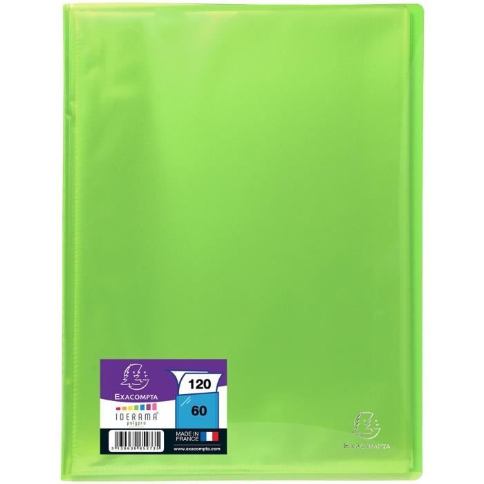 EXACOMPTA - Protège documents soudé - 21 x 29,7 - 120 vues - Pochettes crital lisses - Vert anis