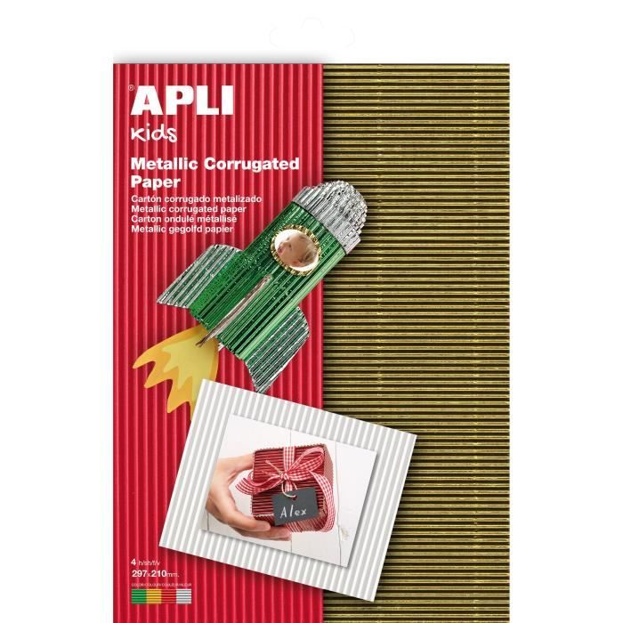 APLI Pochette de 4 feuilles carton - Ondulé Couleurs métal