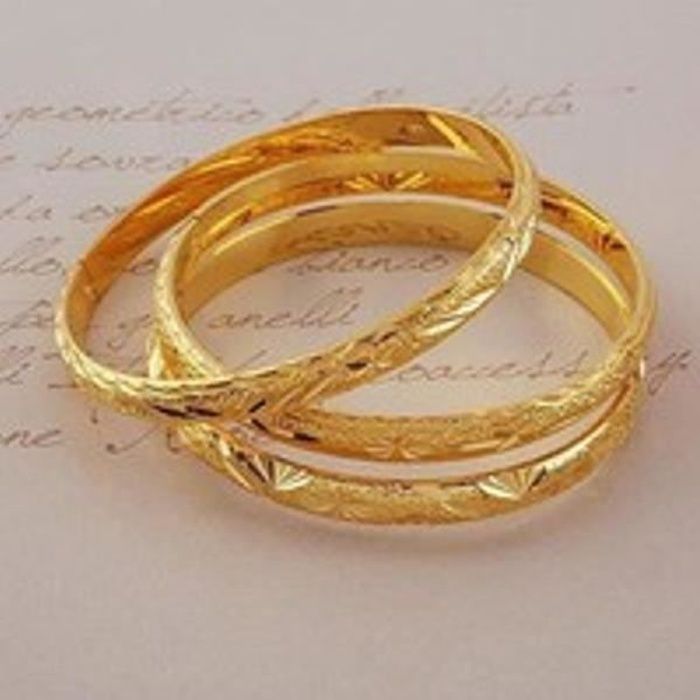 Bracelet femme 3pcs Openable or jaune 18 carats Rempli Carve Bijoux 60mm * 6mm