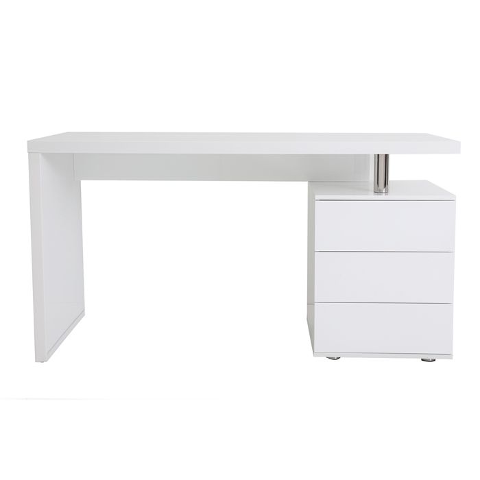 bureau blanc laque 3 tiroirs