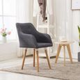 2pcs Gris Fauteuil En Tissu Pied En Bois Chaise De Salle à