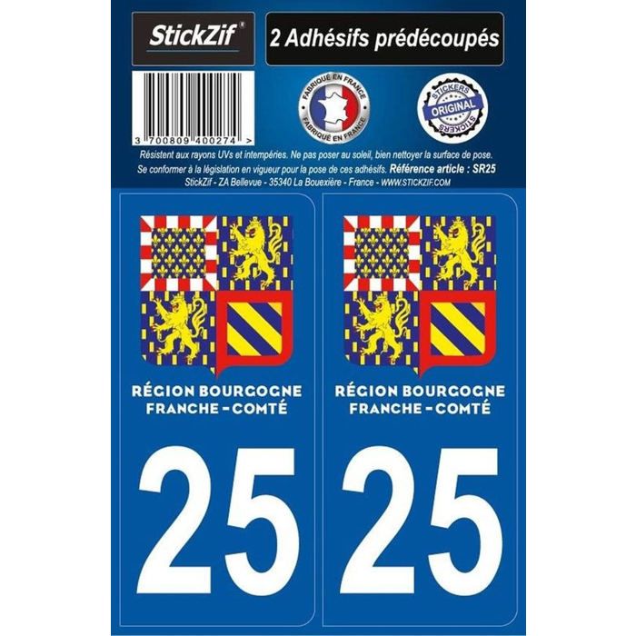 STICKZIF 2 Autocollants Région Département 25 SR25