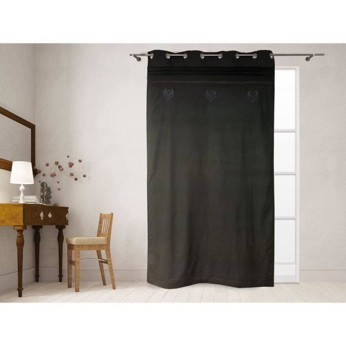 SOLEIL D'OCRE Rideau à Œillets Poème 140x240 cm - 100% coton - Anthracite