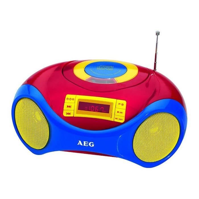 AEG SR 4363 CD Radio Karaoké Pour Enfants CDR/Rw Radio Fm Pll Port USB LCD Rouge
