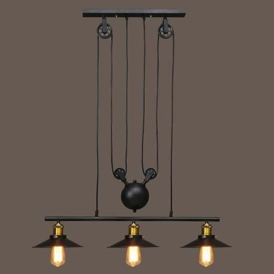 Lampes Suspension Ajustable Noir Moderne Et 3 Rétro E27 Lustre Simple D'interieur En Réglable Luminaire hQrBotCxsd
