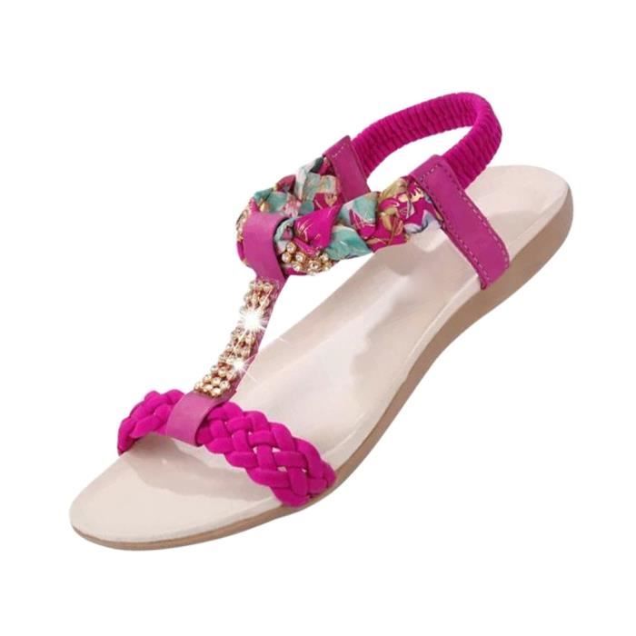 Et Hee Plate Femme rose Sandale Grand beige bleu Floral Fille Rose Noir rXHHwExq