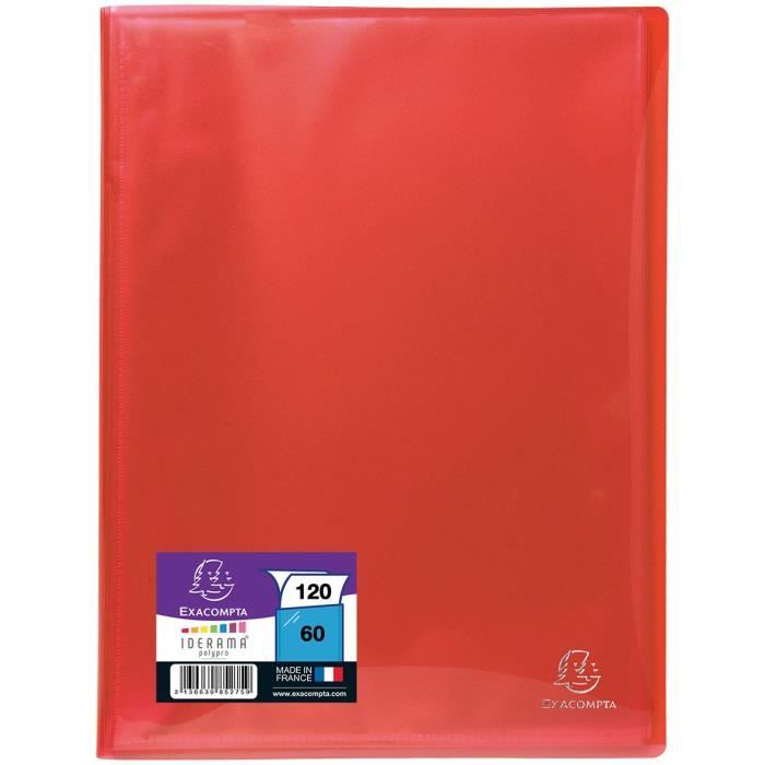 EXACOMPTA - Protège documents soudé - 21 x 29,7 - 120 vues - Pochettes crital lisses - Rouge