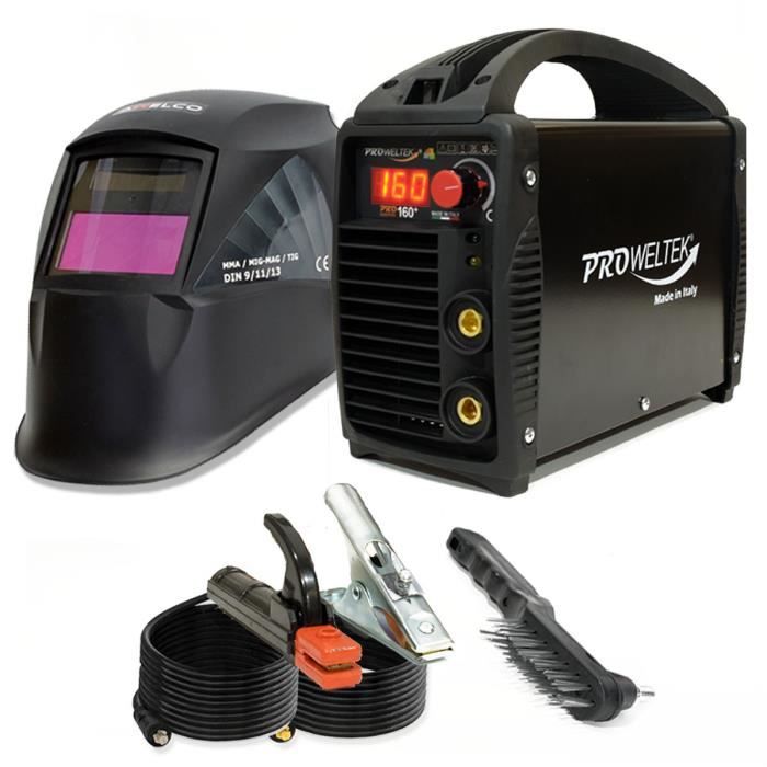 PROWELTEK Poste à souder inverter 160a numerique pro 160 + cagoule lcd automatique 9/13