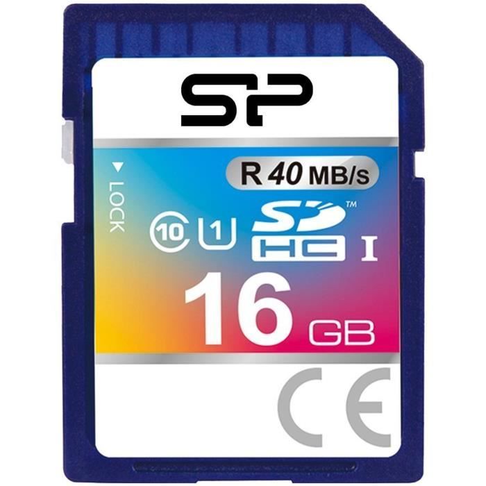 SILICON POWER Carte mémoire SD SDHC Class 10 - 16 Go