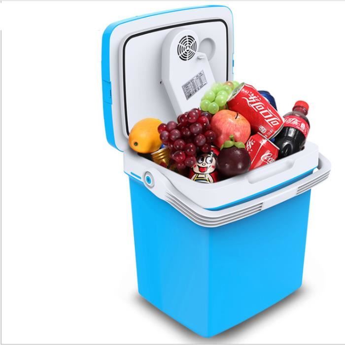 GLACIÈRE THERMO-ÉLECTRIQUE MINI RÉFRIGÉRATEUR FRIGO 12V//220V 26 LITRES BLEUE