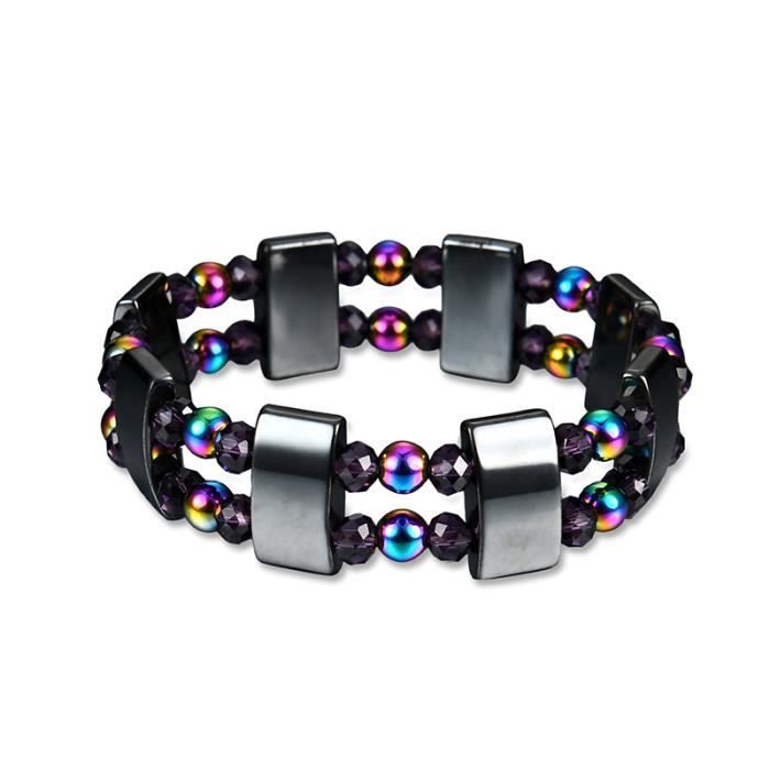 Milacolato Bracelet magn/étique de th/érapie de Bracelet d/énergie de Cheville de Pierre de 4PCS Hematite pour des Femmes