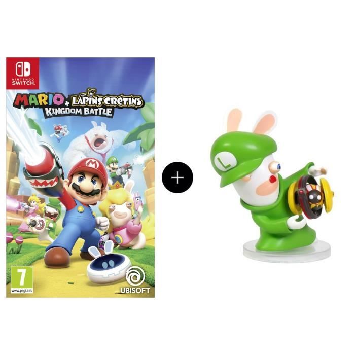 Pack Mario + The Lapins Crétins Kingdom Battle Jeu Switch + Figurine Luigi 8cm