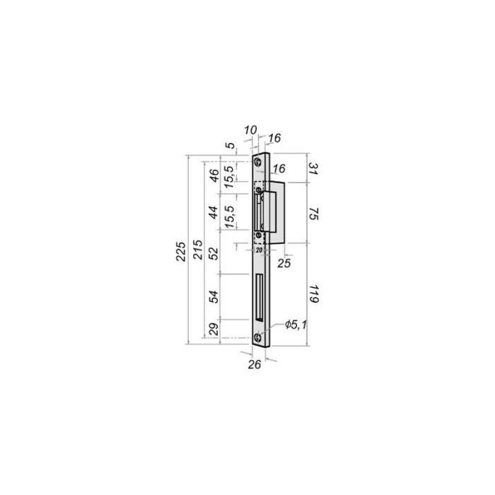 Tetiere Longue De Gache Electrique Pour Menuiserie Pvc Et Alu Eff - 