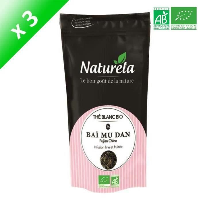 NATURELA Lot de 3 Thés Blanc Bai Mu Dan n°36 Bio 50g