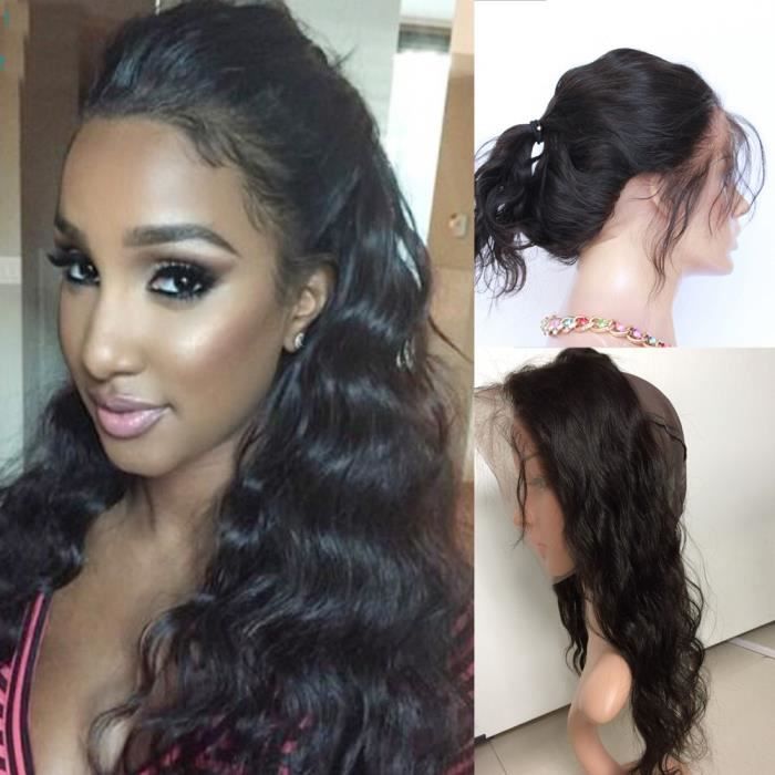 1 piece 360 lace frontal with lace band evec bonnet perruque Peruvien cheveux humains naturel naturel 16 Pouces body wave