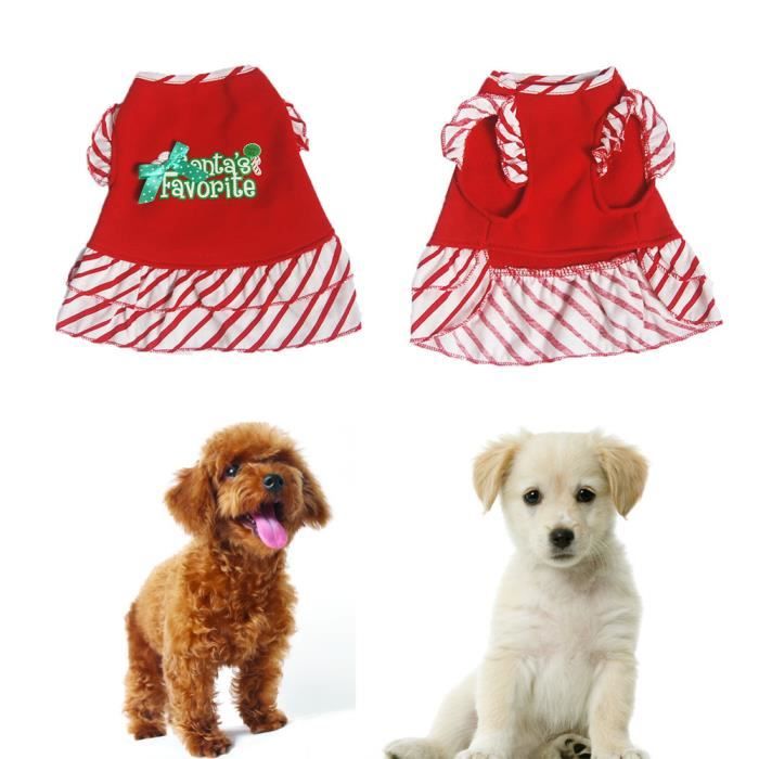 Pet Chien Chat Robe De Noël Mignon Imprimé Chiot Vêtements Costume Gilet Chaud Vêtements At Multicolore