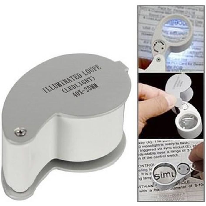 Loupe Bijoutier de précision X40 /25mm (avec lampe LED) Achat / Vente