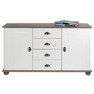 Buffet vaisselier blanc et bois - Achat / Vente pas cher