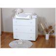KLUPS Commode à langer PAULA + matelas à langer amovible - 3 tiroirs - Blanc
