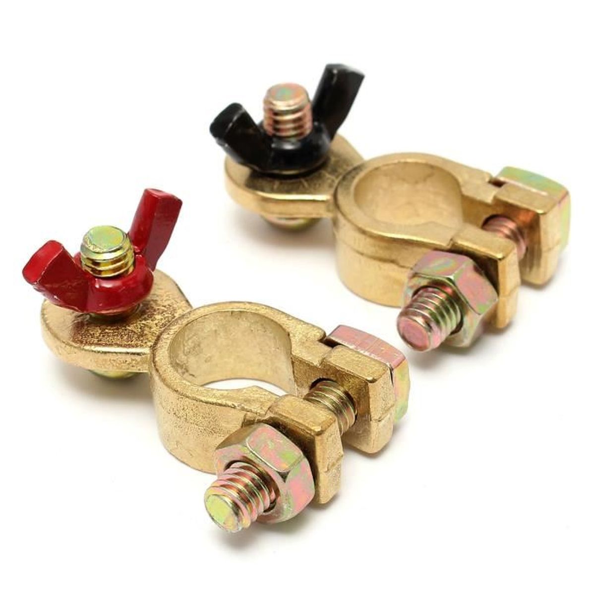 2 Cosses De Batterie 12V Laiton - Positive 18mm Et Négative 17mm, Serrage Sécurisé, Pour Voiture Moto - 8