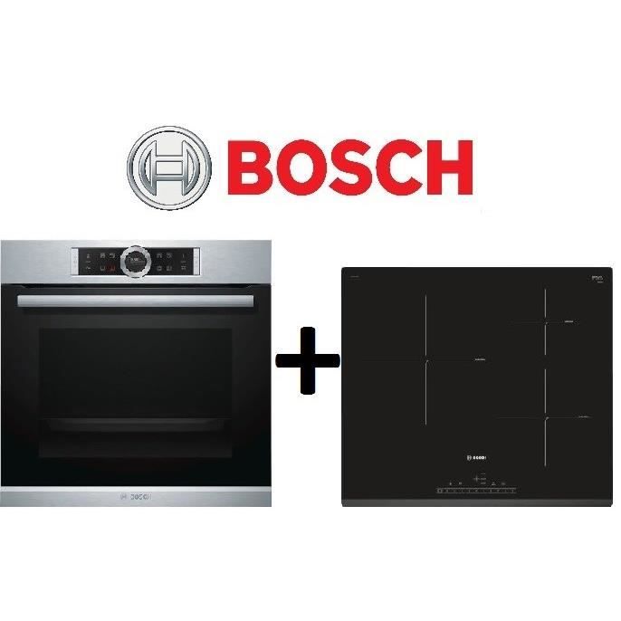 PACK cuisson BOSCH: HBG675BS1F Four chaleur tournante-71L-Pyrolyse EcoClean+PIJ631FB1E-Table de cuisson à Induction