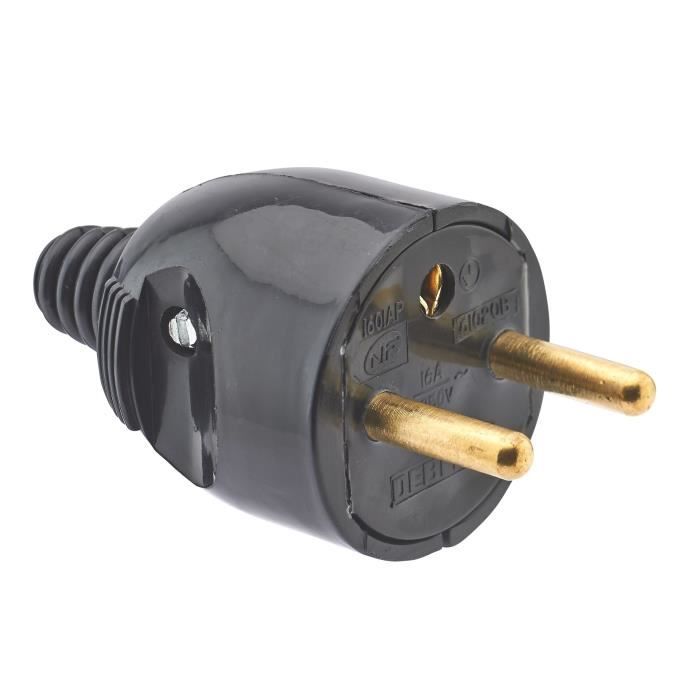 DEBFLEX Fiche mâle 2P+T 16 A sortie droite noir