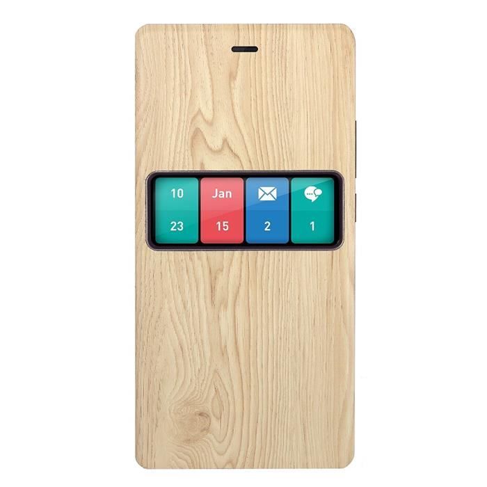 WIKO Smart Etui folio avec Motif wiboard pour WIKO Fever Bois