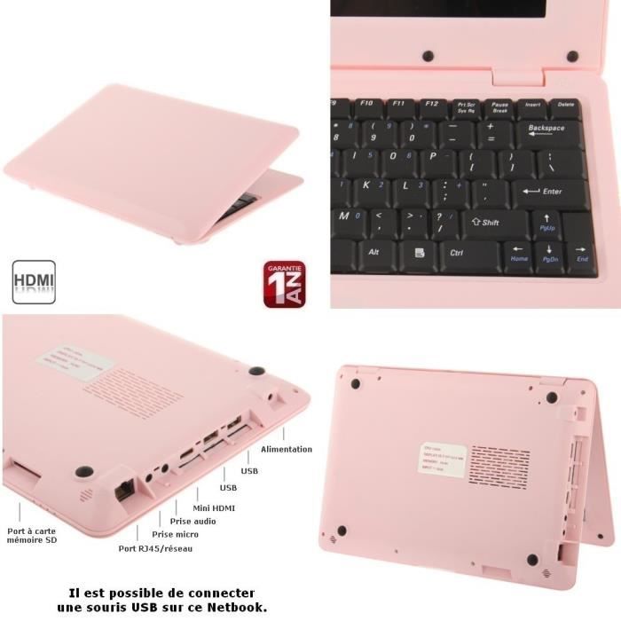 Mini ordinateur portable Netbook Rose Android1