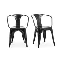 CHAISE Chaise design industriel KENNEDY Noir (lot de 2) CHAISE Chaise design industriel KENNEDY Noir (lot de 2)