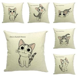 HOUSSE DE COUSSIN 6Pcs Housse de Coussin Mignon Chat Taie d'Oreiller