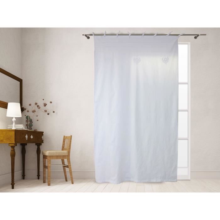 SOLEIL D'OCRE Rideau à nouettes Poème 140x240 cm - 100% coton - Blanc