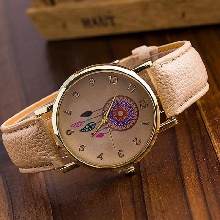 Féminine Montre Femme Montres Mode Relógio Regarder Dreamcatcher Beige Feminino Simple Pointeur Quarzt 8OP0wnkX