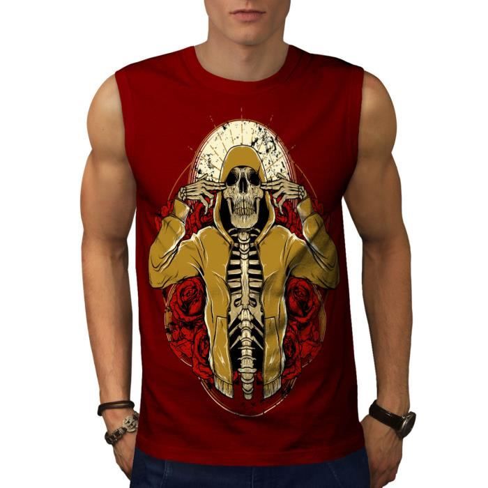 Sucre Crâne Rose Fantaisie Oiseau Tête Men S 2xl T Shirt Sans Manches Wellcoda