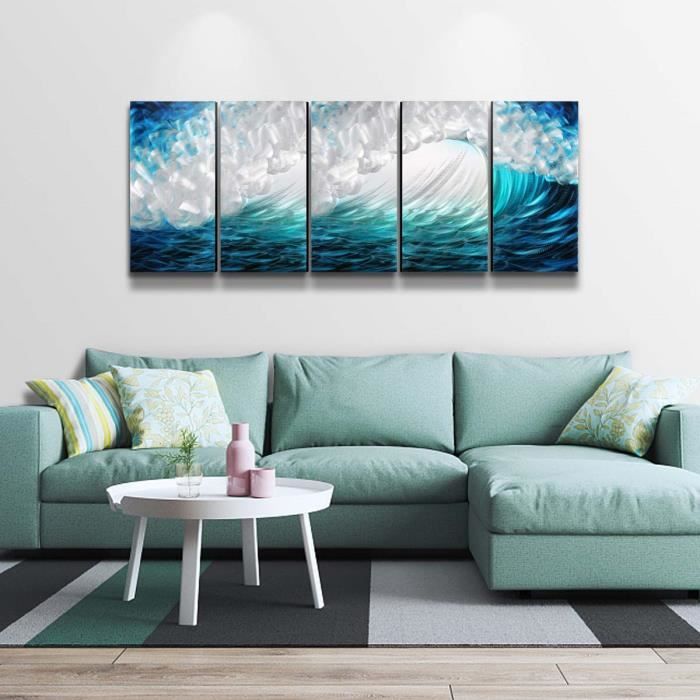 Tooarts 5 Panneaux Peinture Moderne Artisanat Art Décor Mural Salon