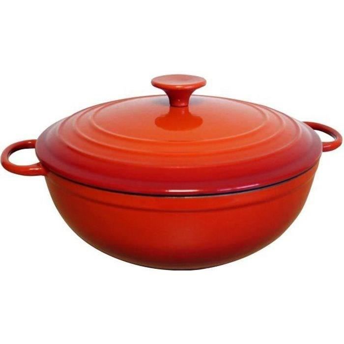 BAUMALU Cocotte fonte ronde basse - 26 cm - Rouge degrade Tradition