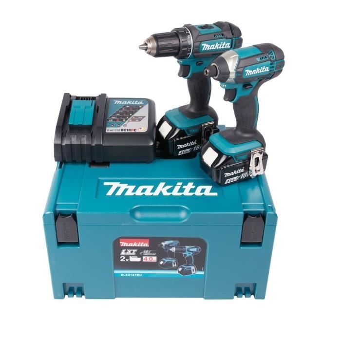 MAKITA Perceuse visseuse et visseuse à chocs avec 2 batteries 18V 4Ah Li-ion