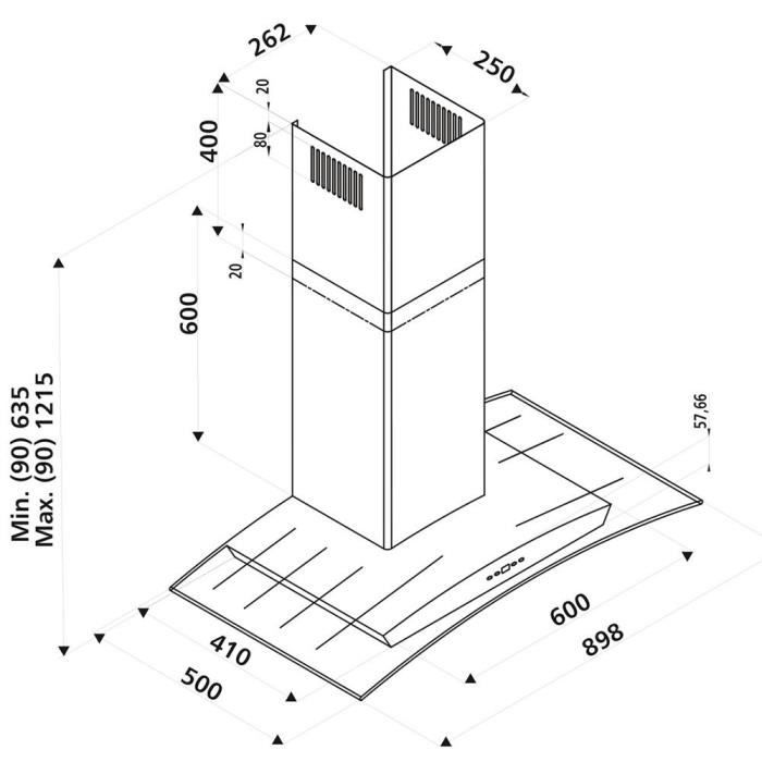 Hotte cuisine murale Silverline KALINKA inox et1