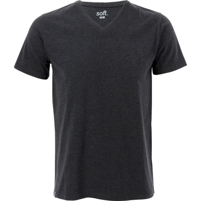 SOFTWR T-shirt uni col V - Homme - Gris anthracite