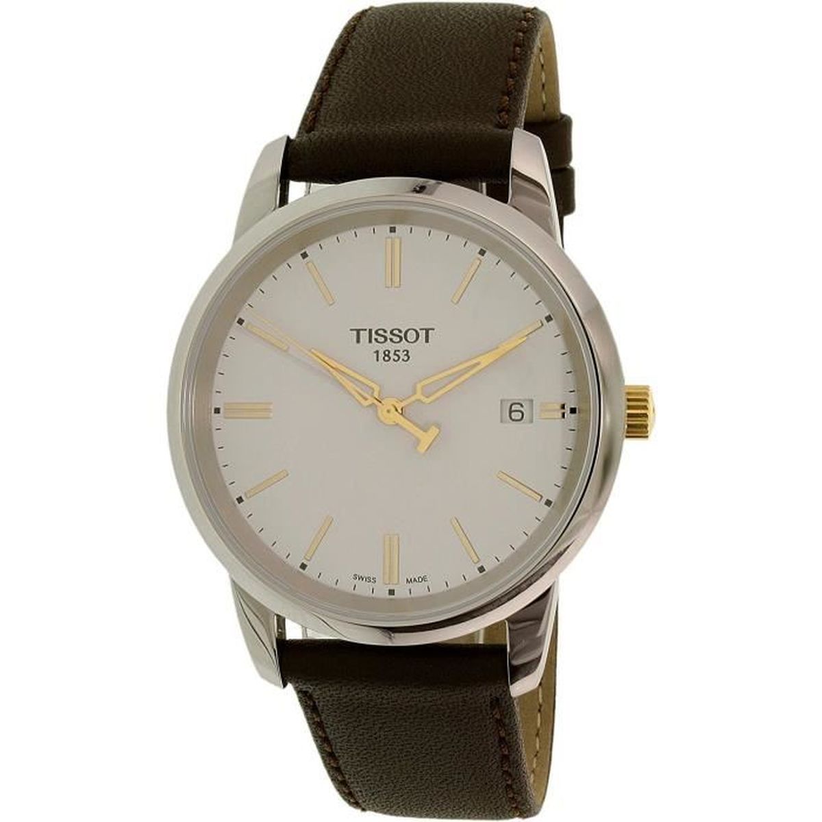 MONTRE TISSOT HOMME 38MM BRACELET CUIR MARRON SAPHIRE QUA