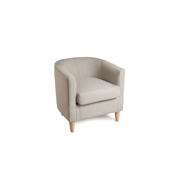 Fauteuil cabriolet tissu couleur lin PERRY
