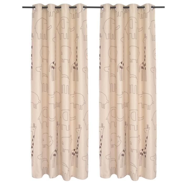 P22 Rideau occultant imprime pour enfants 2 pcs 140 x 240 cm Beige ... P22 Rideau occultant imprime pour enfants 2 pcs 140 x 240 cm Beige ...