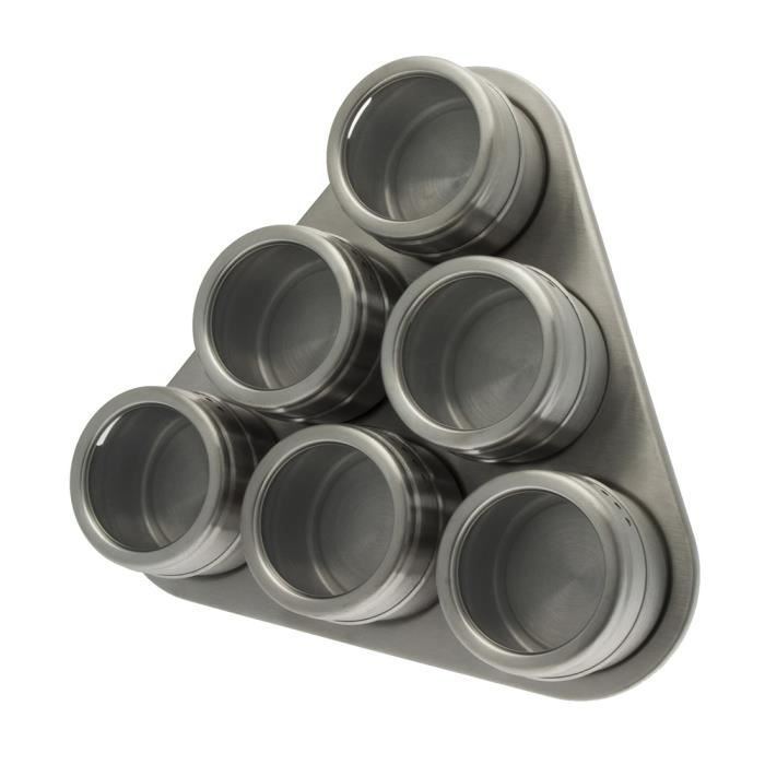 FRANDIS Porte épices + 6 boîtes aimantées pour épices - Inox