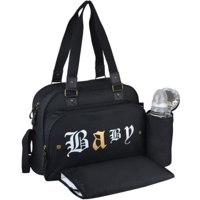 Baby on board - sac à langer - simply rock spirit sac à langer 2 grands compartiments - porte biberon tapis à langer - attaches pous