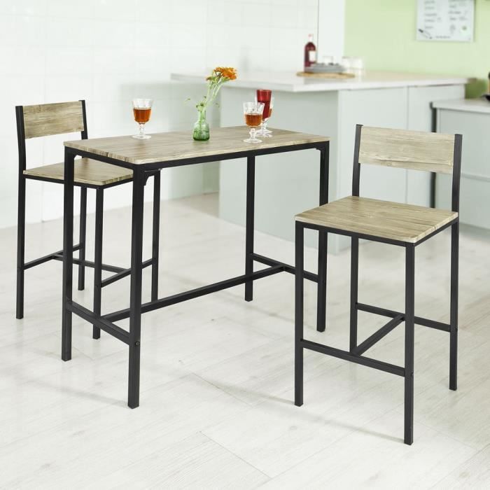 SoBuy® OGT03 Ensemble table de bar + 2 chaises, Set de 1 Table + 2