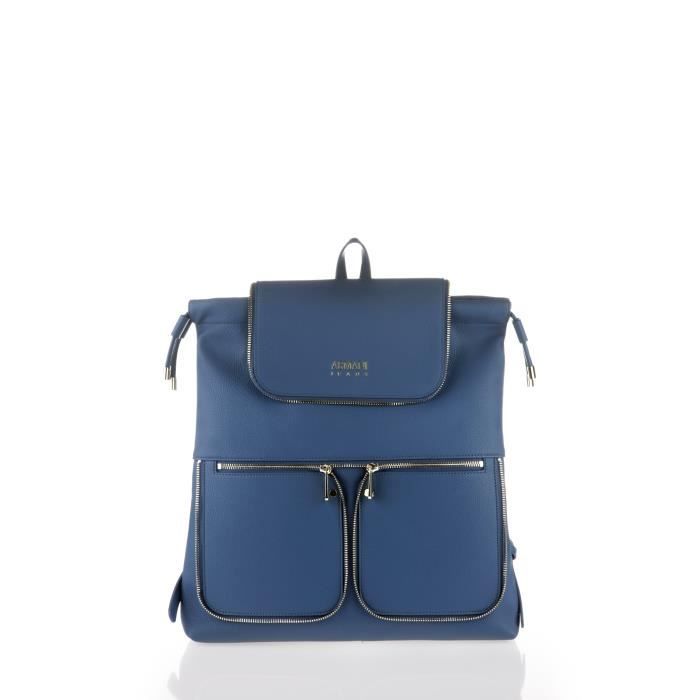 ARMANI JEANS - Sac à Dos Bleu en Similicuir Grainé - Femme