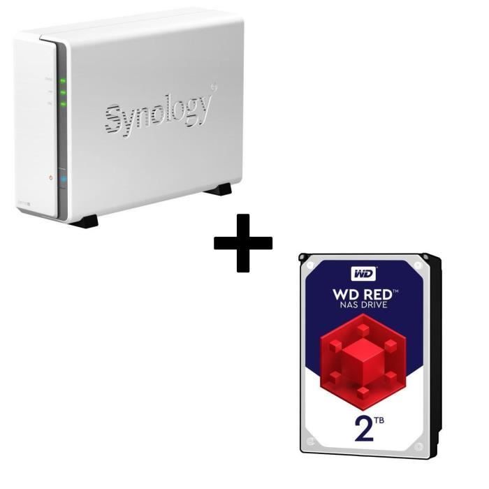 Pack Synology Serveur NAS DiskStation DS115j + 1 Disque Dur WD Red 2To 64Mo 3.5 WD20EFRX