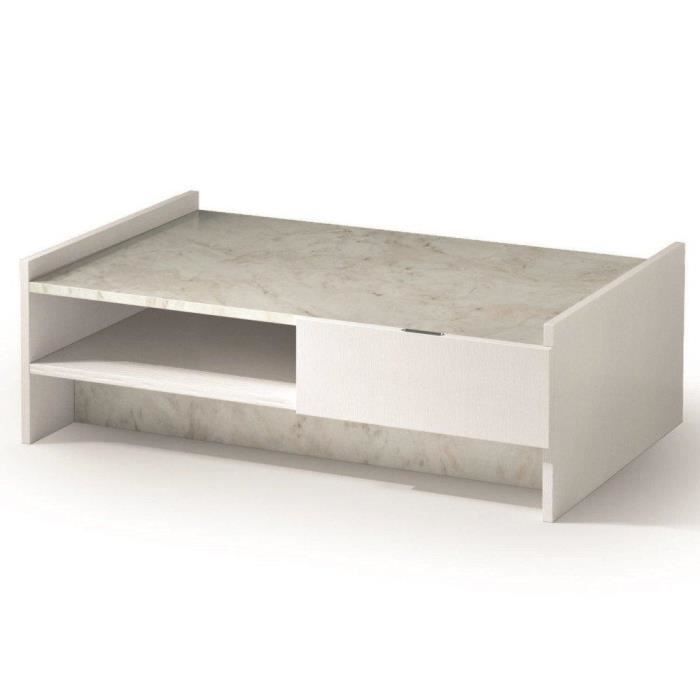 Table Basse Design Marvel Blanche Plateau En Marbre éclairage Led