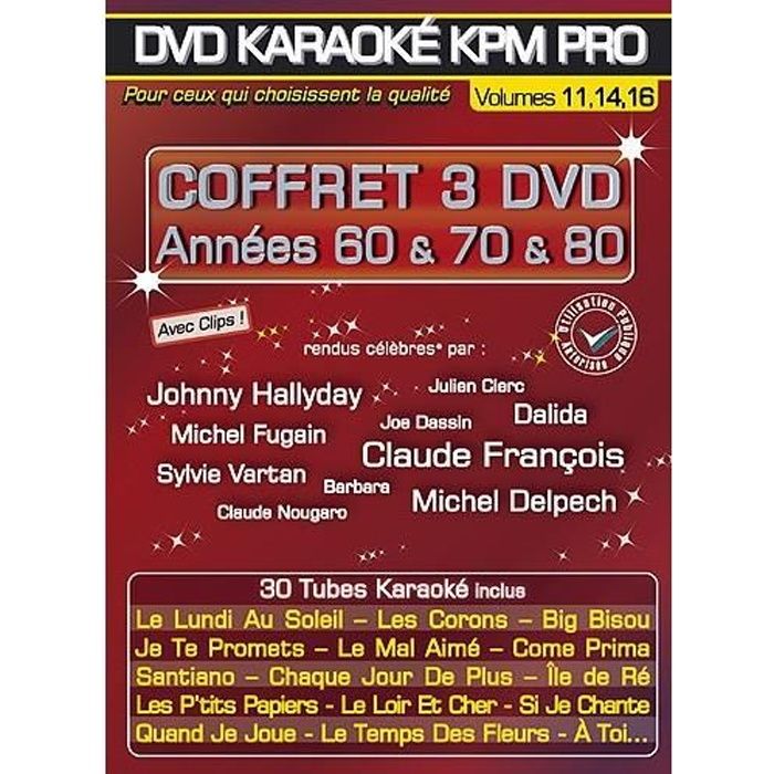 60 & 70 & 80   Titre  Coffret 3 DVD Karaoké KPM Pro Années 60