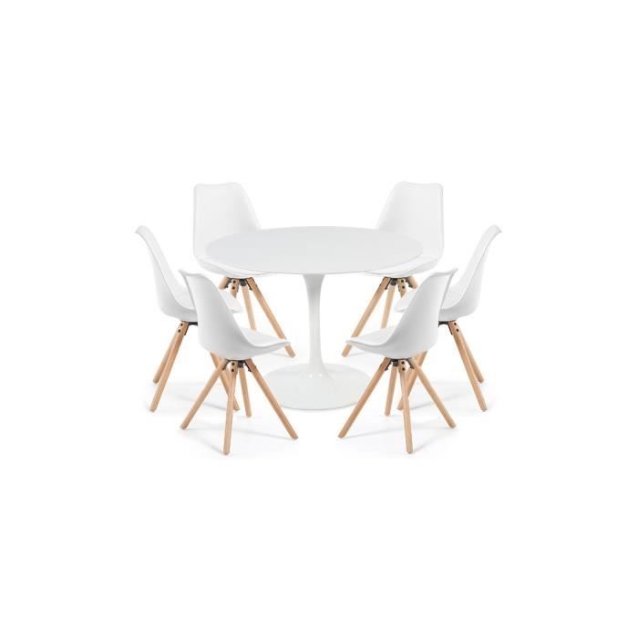 Clubber Table Blanche Laquée 120 Chaises Blanches Cm6 Tulipe CtxQrhsdB