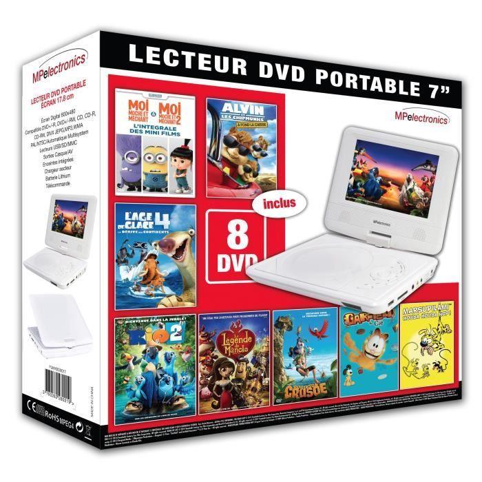 MP ELECTRONICS - Lecteur DVD Portable FUNNY BOX + 8 DVD